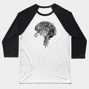 Eldritch Brain (Grayscale) Baseball T-Shirt